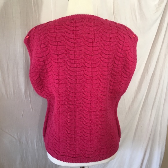 Vintage 80s Chaus Sleeveless Knit Sweater Hot Pink - Picture 11 of 14